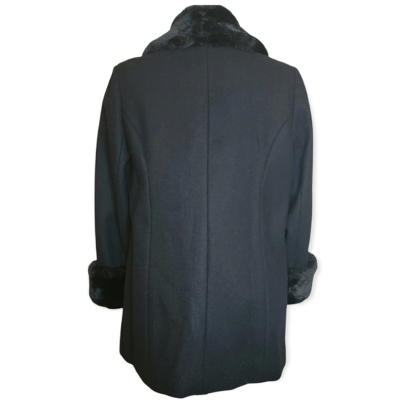 Carolina Colours Vintage Wool Blend Silk Lined Faux Fur Accented Coat, EUC, sz M - Picture 4 of 9